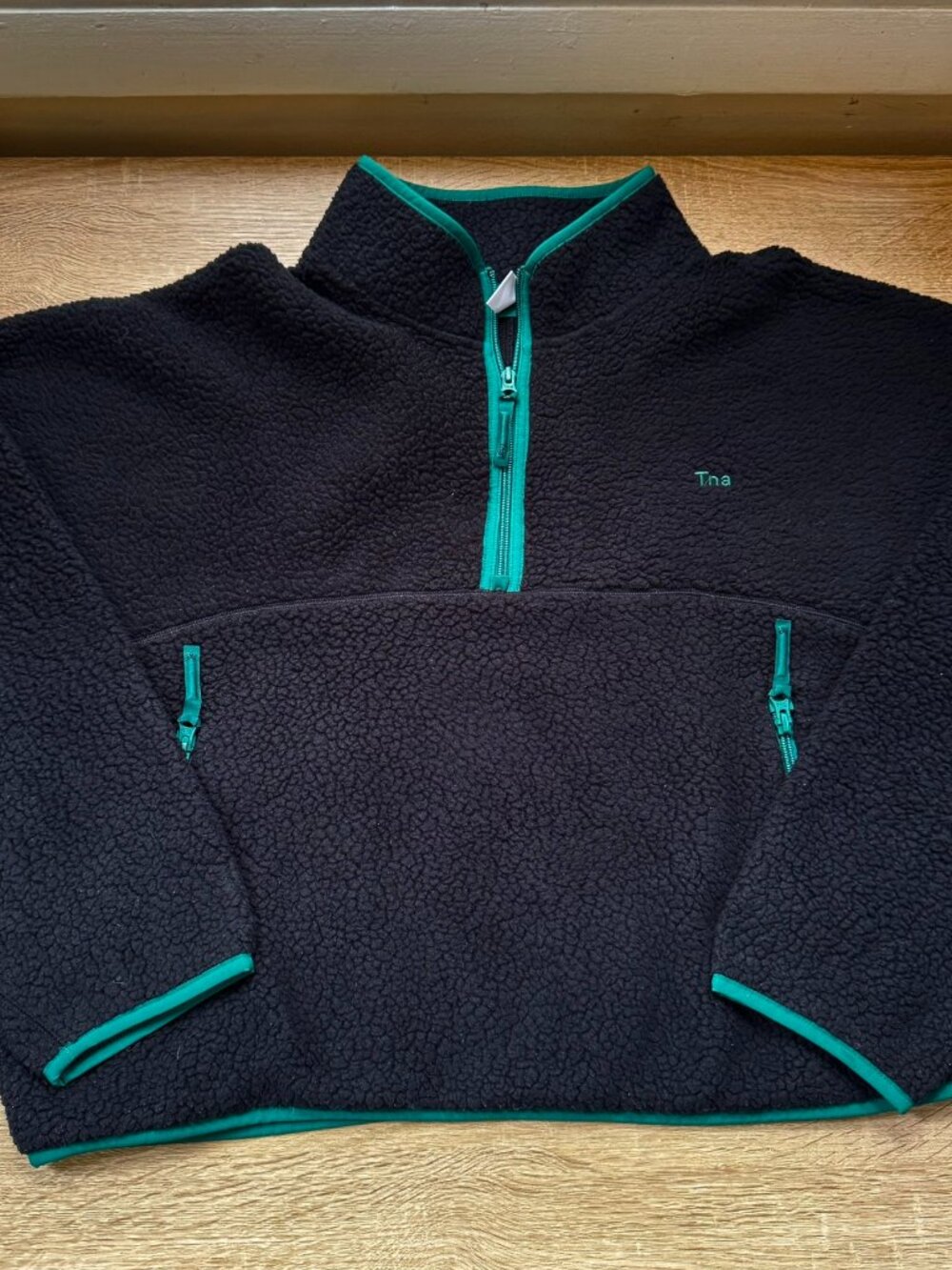 Aritzia TNA Polartec Thermal Pro Fleece Jacket Contrast Black Green 2XL